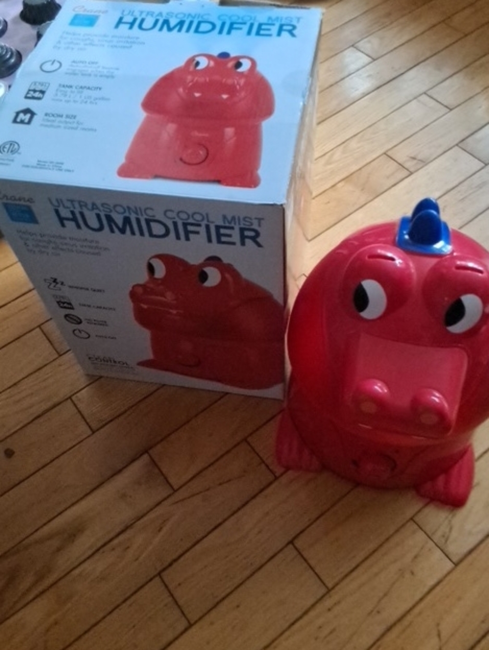 Red Hippo Ultrasonic Cool Mist Humidifier - Cute Kids Design